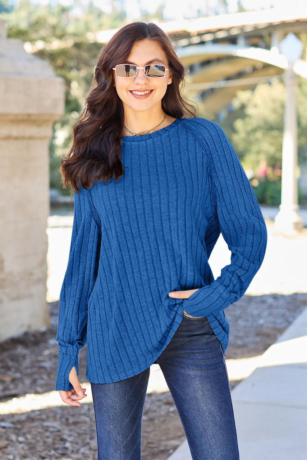 Ribbed Round Neck Knit Top – Classic, Cozy & Versatile