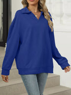 Johnny Collar Long Sleeve Sweatshirt – Casual Chic & Cozy