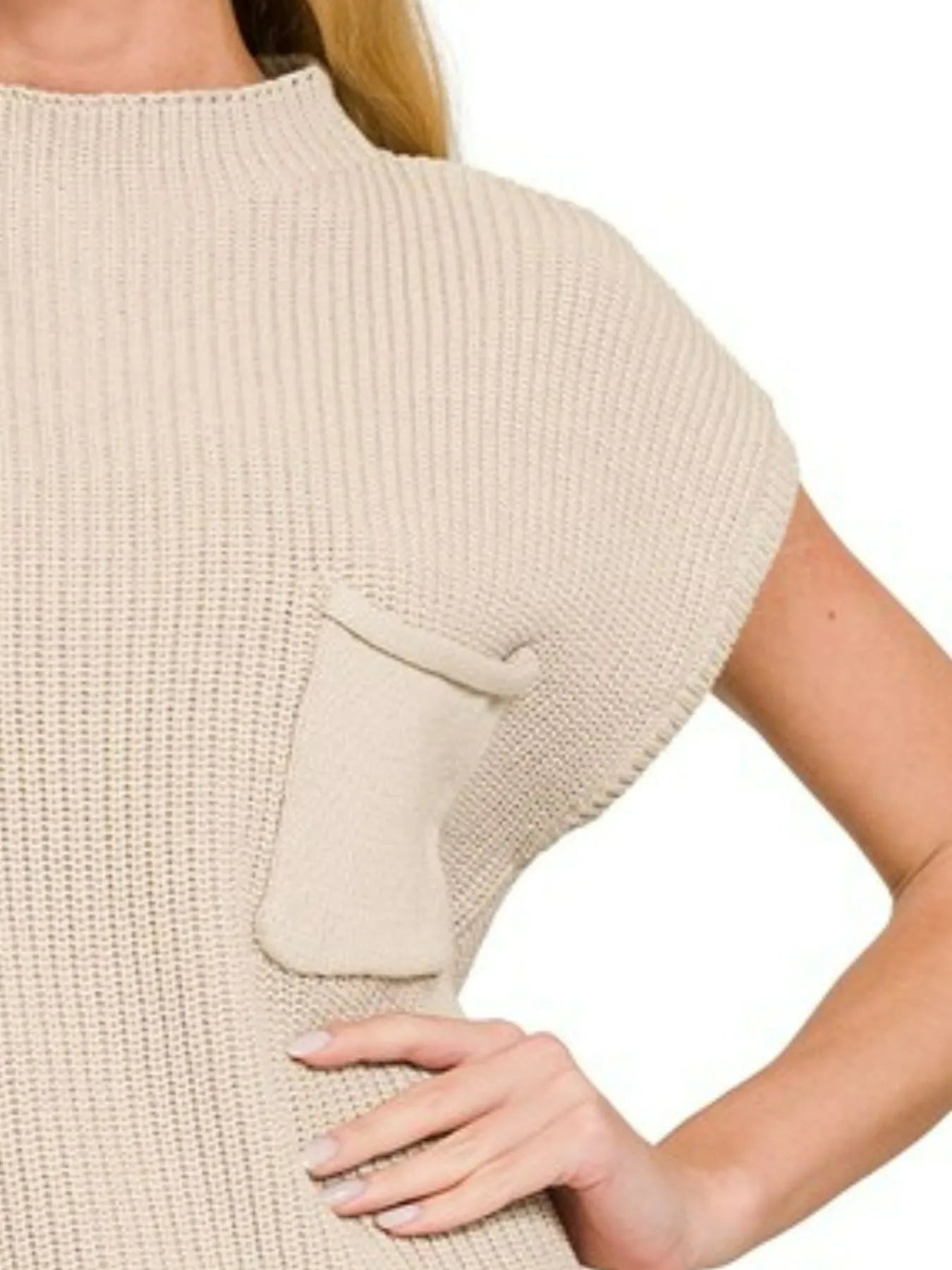Mock Neck Short Sleeve Sweater Chic & Versatile Layering Piece
