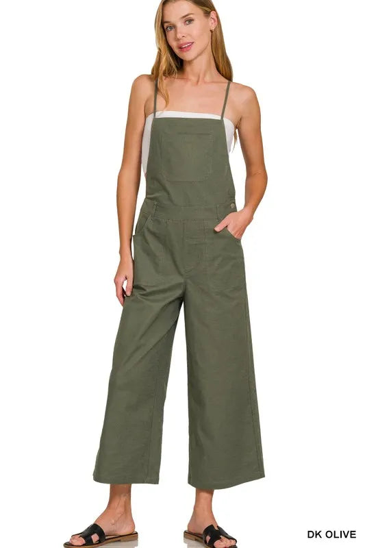 Woven Spaghetti Strap Overalls – Lightweight Casual Summer Style