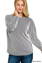 Zenana Raised Rib Round Neck Long Sleeve Top – Classic Cozy Style