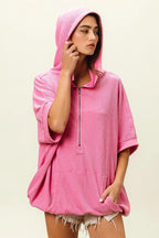 Vintage Washed Waffle Thermal Hoodie | Cozy Women’s Casual Pullover