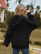 Zip Up Drawstring Long Sleeve Hooded Jacket – Casual Lightweight Layer