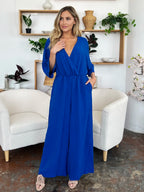 Surplice Wide Leg Jumpsuit with Pockets – Flattering, Chic & Comfy
