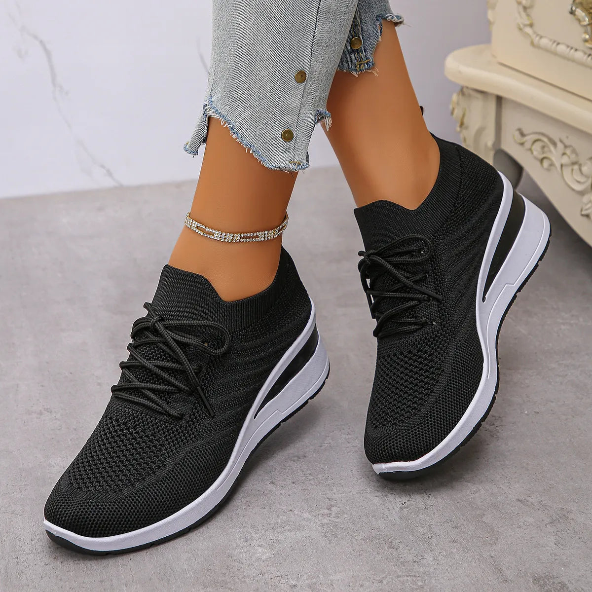 Lace-Up Wedge Athletic Sneakers – Sporty Chic Comfort