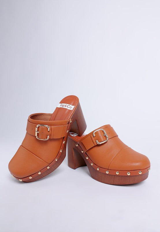 Rag Company Septim Leather Clog Heels – Genuine Studded Chic Style