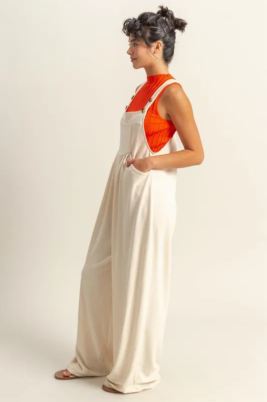 HYFVE Pleated Detail Front Pocket Wide Strap Overalls