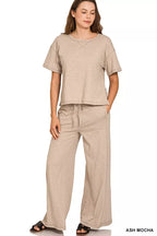Zenana Cotton Slub Tee & Pants Set – Relaxed Chic Everyday Style