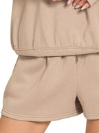 Zenana Fleece Boat Neck Sweatshirt & Shorts Set – Cozy Chic Style