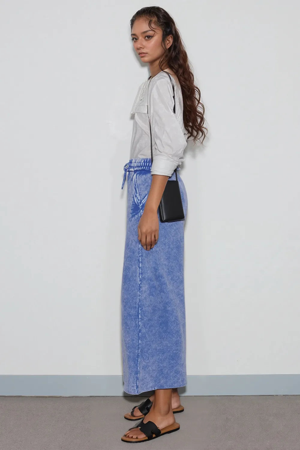 Washed French Terry Palazzo Pants – Relaxed Fit with Pockets