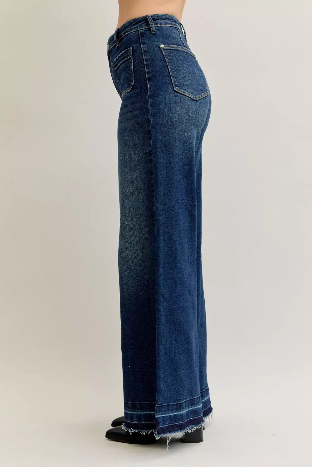 Judy Blue High Waist Palazzo Jeans – Trendy Patch Pocket Style