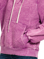 Acid Wash Fleece Hoodie with Kangaroo Pocket – Cozy & Stylish
