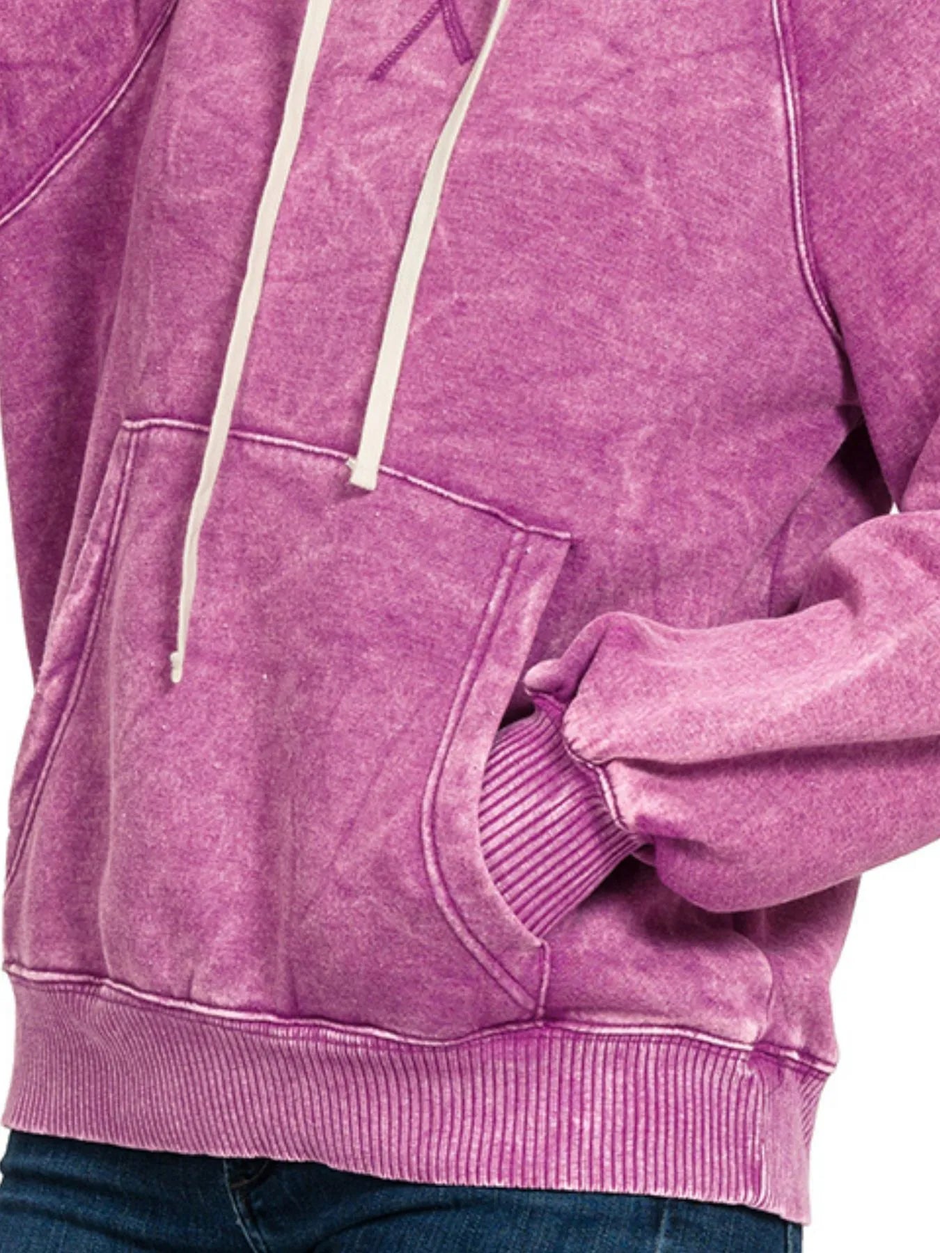 Acid Wash Fleece Hoodie with Kangaroo Pocket – Cozy & Stylish