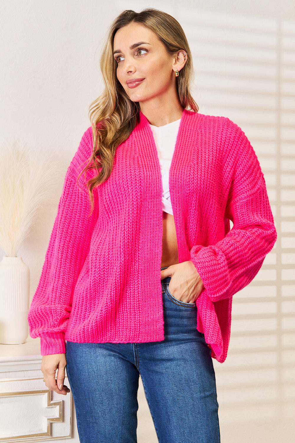 Rib-Knit Open-Front Cardigan – Effortless, Cozy & Stylish