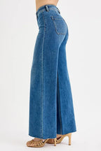 Dreamkue-Risen Women's High Waisted Wide Leg Jeans Stretch Denim Trousers
