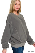 Zenana Soft Fleece Pigment Dye Pullover