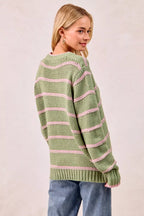 BiBi Striped Long Sleeve Sweater – Classic Cozy Everyday Style