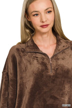 Zenana Faux Fur Half Zip Pullover – Cozy Pocketed Fleece Winter Essential