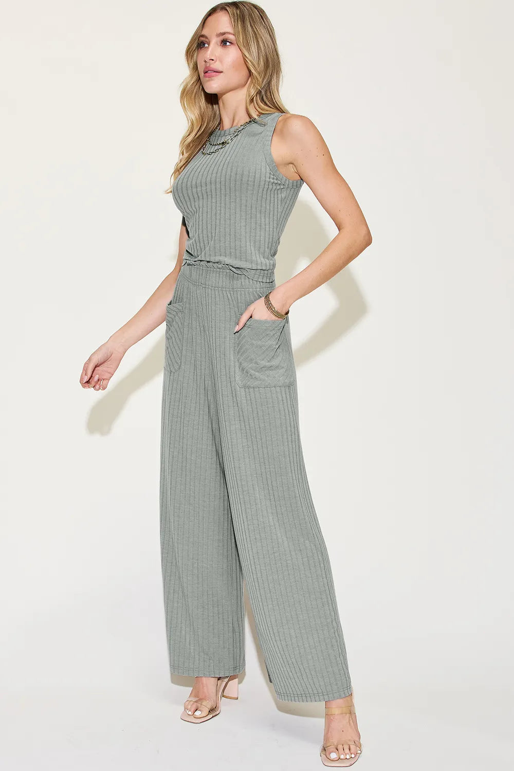 Ribbed Tank & Wide Leg Pants Set – Chic, Comfy & Effortless