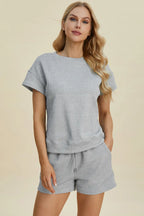 Textured Short Sleeve Top & Shorts Set – Comfy, Chic & Versatile