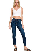 White Ribbed Crop Tank Top Scalloped Neckline Stretchy Fit