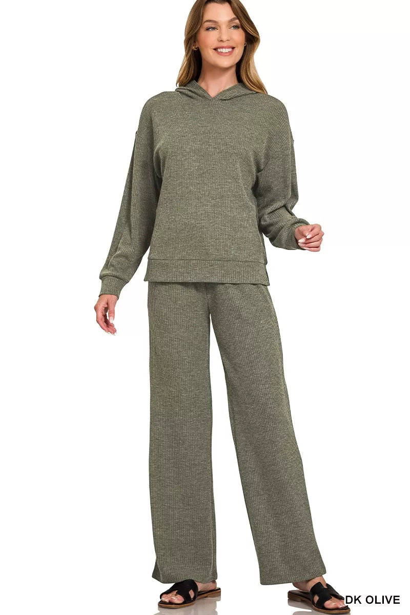 Ribbed Long Sleeve Hoodie – Cozy Textured Casual Streetwear