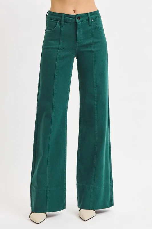 Tummy Control Mid Rise Wide Leg Jeans – Stylish Flattering Fit