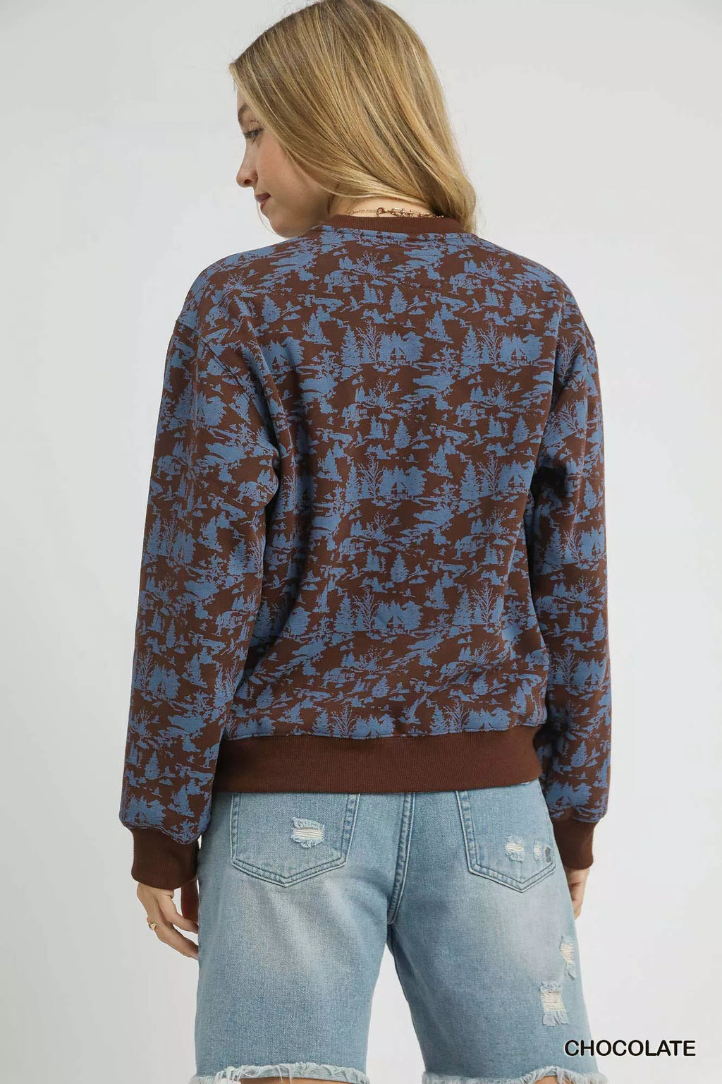 Scenic Print Cropped Sweatshirt – Trendy Casual Streetwear