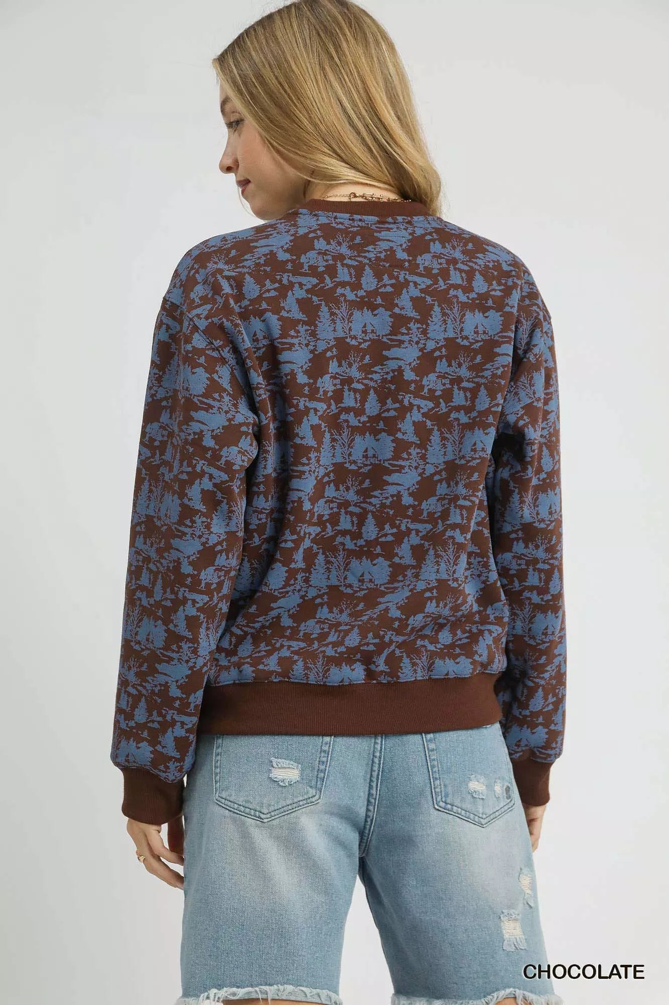 Scenic Print Cropped Sweatshirt – Trendy Casual Streetwear