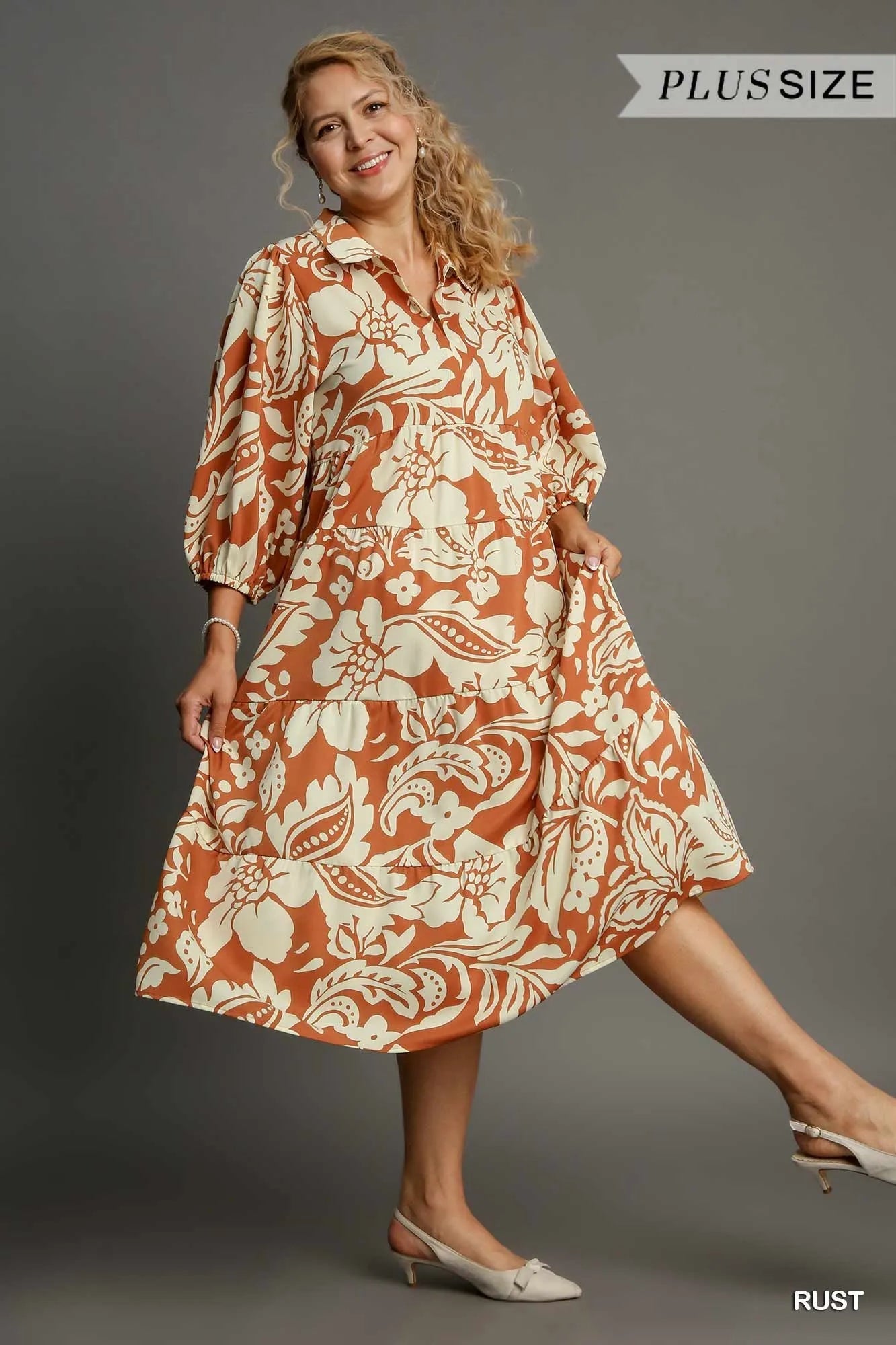 Floral Tiered Midi Shirt Dress – Feminine, Flowy & Chic Style