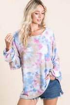 Tie Dye Terry Top – Puff Sleeves & Playful Casual Style