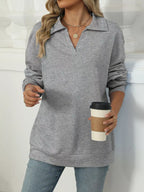 Johnny Collar Long Sleeve Sweatshirt – Casual Chic & Cozy