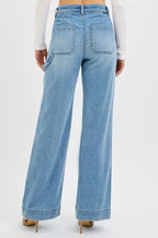 Risen Women's High Rise Straight Leg Plus Jeans with Pockets