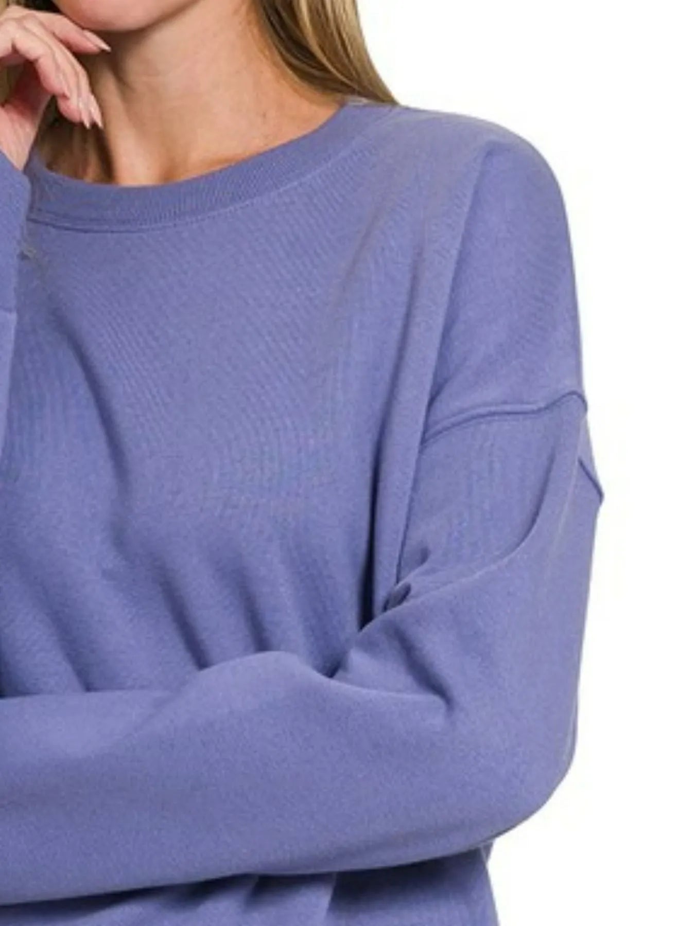 Fleece Drop Shoulder Sweatshirt Relaxed Fit Ultra Soft Warmth