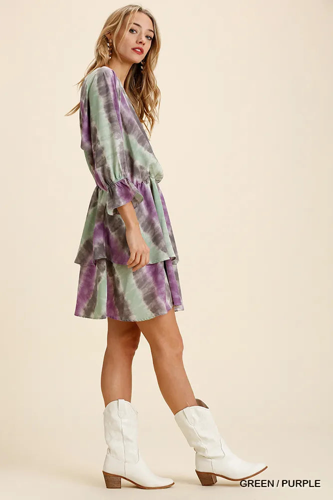 Tie Dye Ruffled Layered Dress with Elastic Waist Flowy & Fun Summer Style