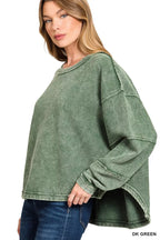 Acid Washed Exposed-Seam Sweatshirt – Edgy Vintage Casual Style
