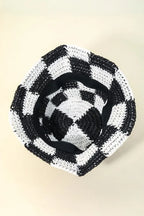 Checkered Pattern Knit Bucket Hat – Trendy Casual Streetwear