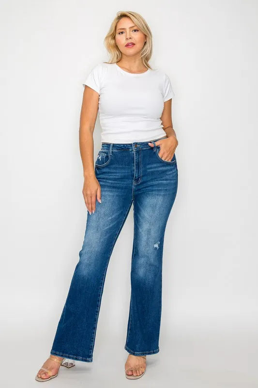 High Rise Bootcut Jeans – Distressed, Flattering & All-Day Comfort