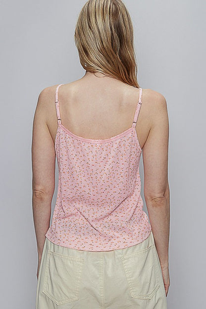 POL Floral Scoop Neck Adjustable Strap Cami