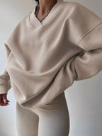 Dropped Shoulder Long Sleeve Oversized Sweatshirt – Cozy Casual Fit
