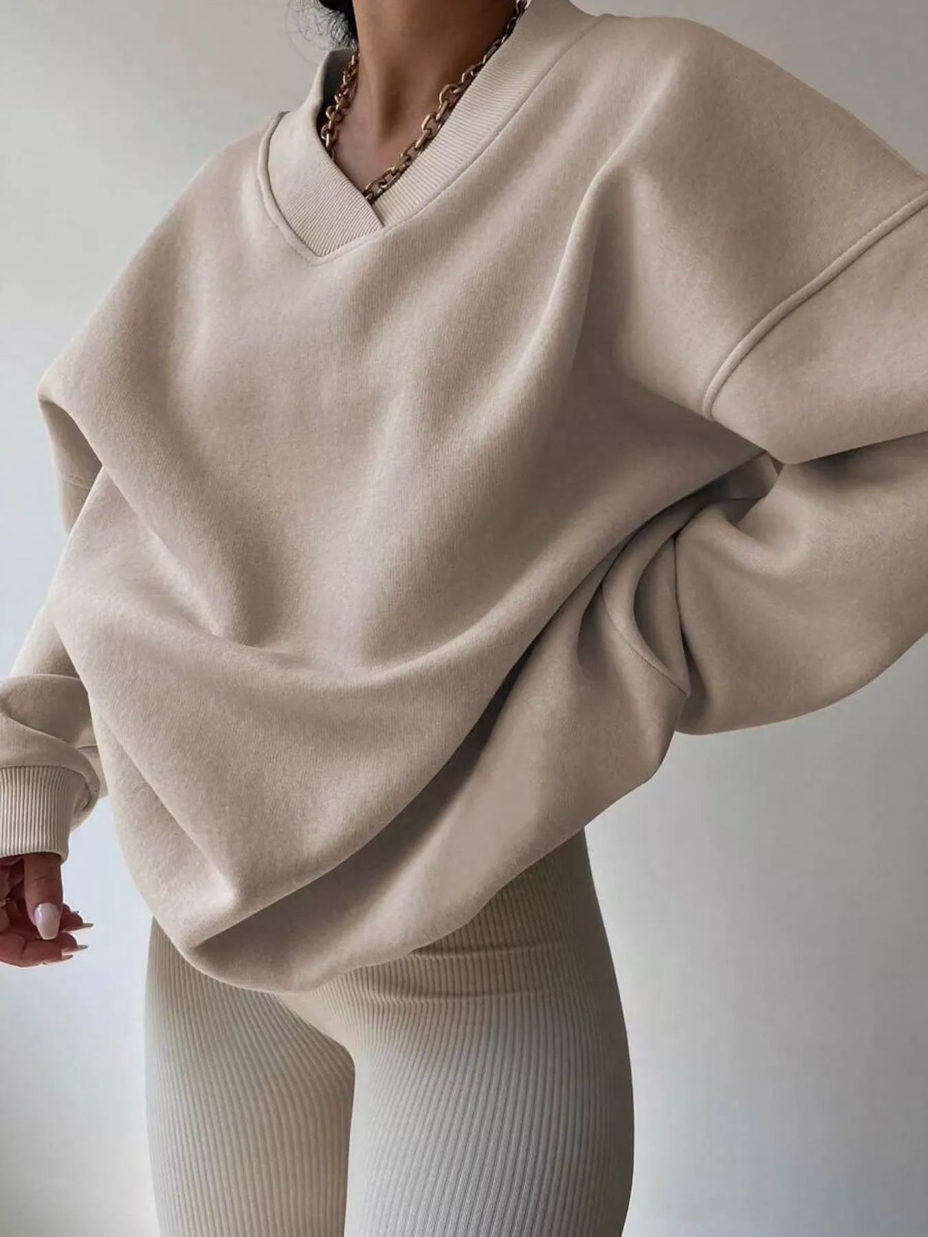 Dropped Shoulder Long Sleeve Oversized Sweatshirt – Cozy Casual Fit