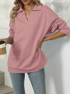 Johnny Collar Long Sleeve Sweatshirt – Casual Chic & Cozy