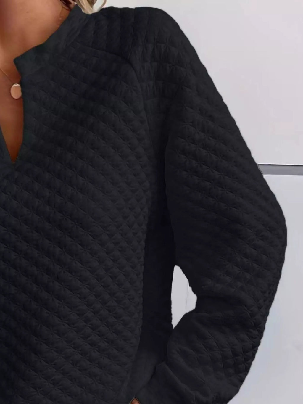 Notched Raglan Sleeve Sweatshirt – Casual Cozy Pullover