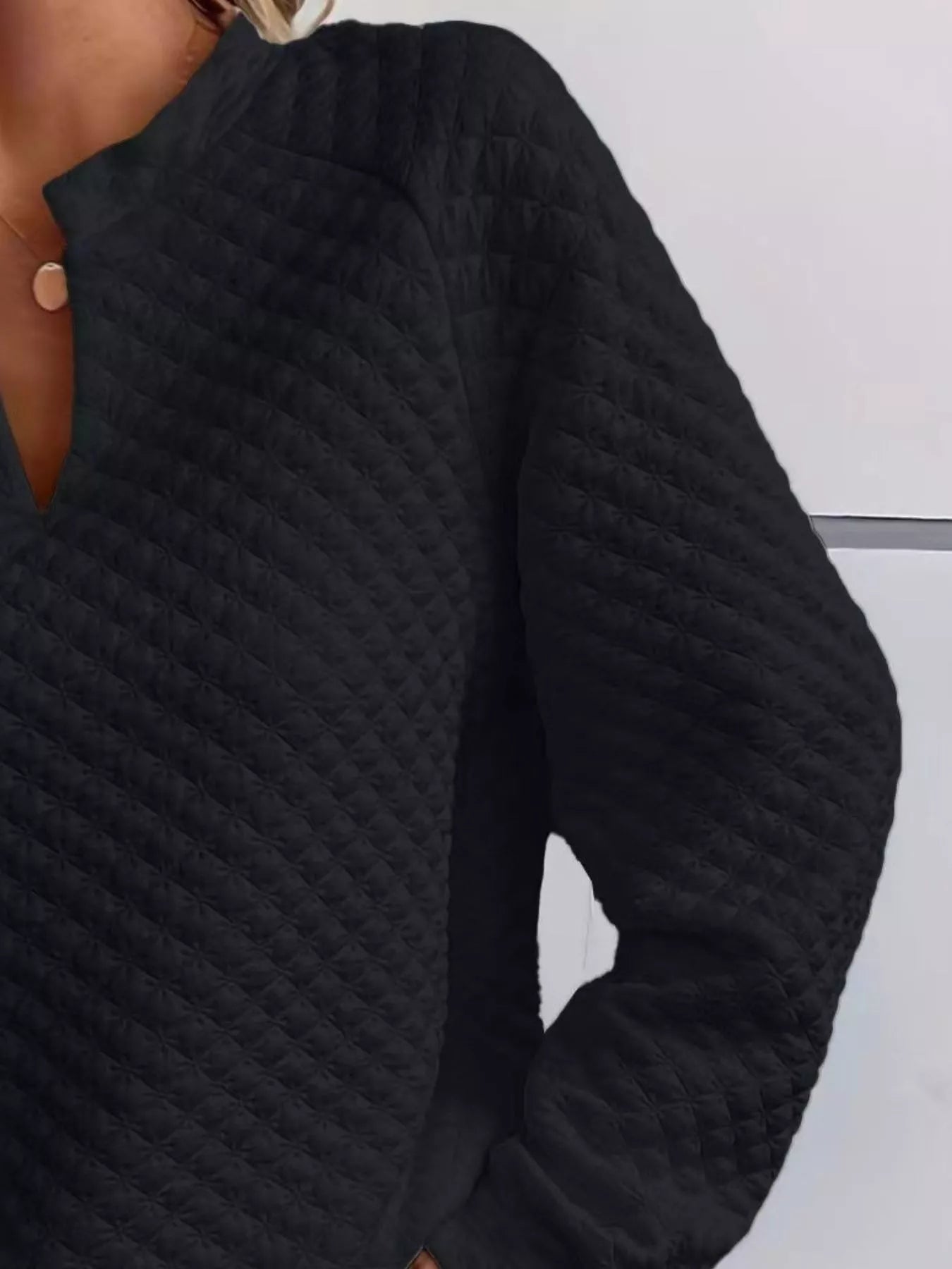 Notched Raglan Sleeve Sweatshirt – Casual Cozy Pullover