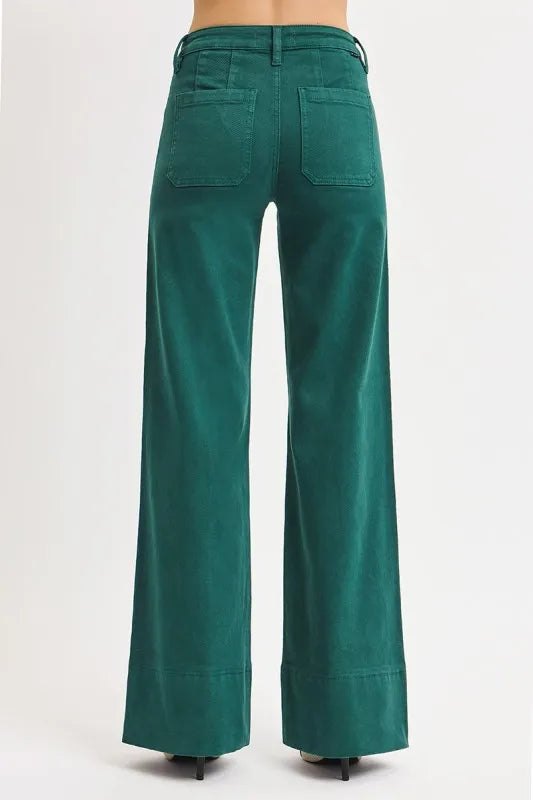 Tummy Control Mid Rise Wide Leg Jeans – Stylish Flattering Fit