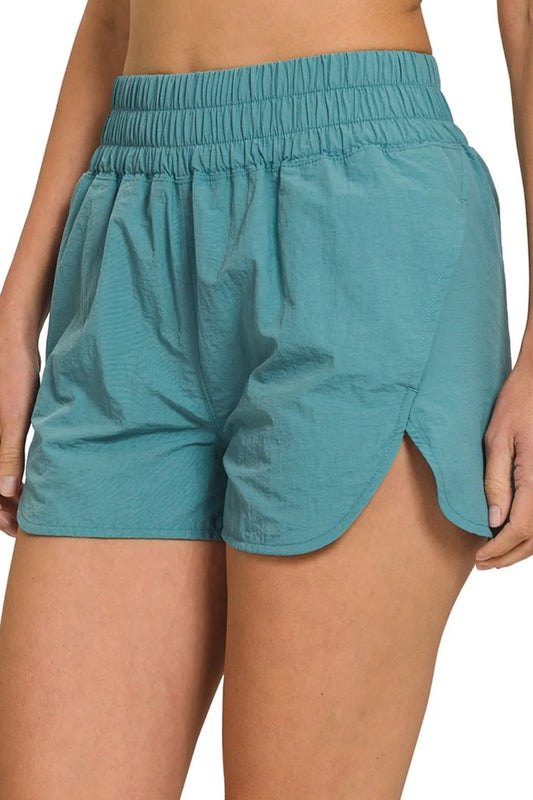 Smocked Waist Windbreaker Running Shorts – Sporty, Breathable & Stylish