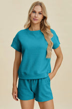 Textured Short Sleeve Top & Shorts Set – Comfy, Chic & Versatile