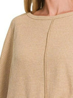 Ribbed Hi-Low Dolman Sleeve Sweater – Center Seam & Relaxed Fit