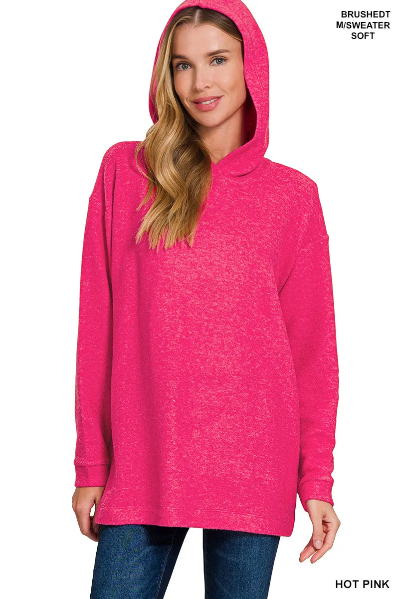 Hot Pink Hooded Pullover Sweater – Relaxed Fit & Bold Everyday Style