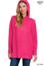 Hot Pink Hooded Pullover Sweater – Relaxed Fit & Bold Everyday Style